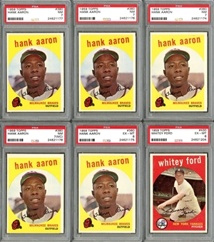 1959 Topps Hall of Famers PSA-Graded Collection (6) Including Aaron and Ford 